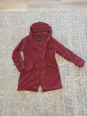 Maison Scotch La Femme Salon Marie Maroon Lined Double Hooded Women’s Coat Sz 3